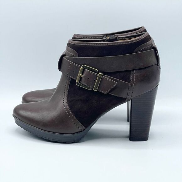 Clarks Ankle Booties Brown Ankle Belted 4 inch heel - Women’s 9M - Picture 3 of 9